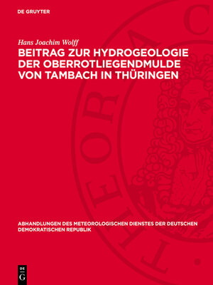 cover image of Beitrag zur Hydrogeologie der Oberrotliegendmulde von Tambach ın Thüringen